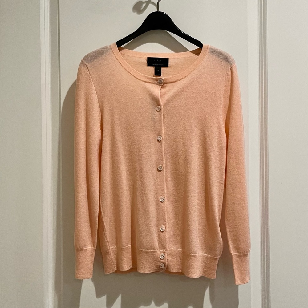 J. Crew Women's Lightweight Cashmere Peach Cardigan